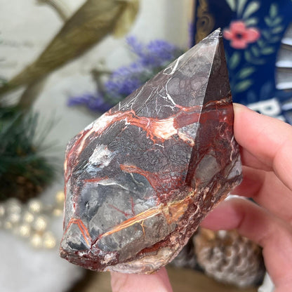 Top Polished Mexican Lace Agate Point | Crazy Lace Agate