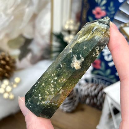 Orbicular Sea Jasper Tower - IMPERFECT TIP