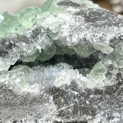 Large Green Fluorite Specimen with Druzy Quartz | Sugar Fluorite | Cubic Fluorite Cluster | Fluorite with Quartz