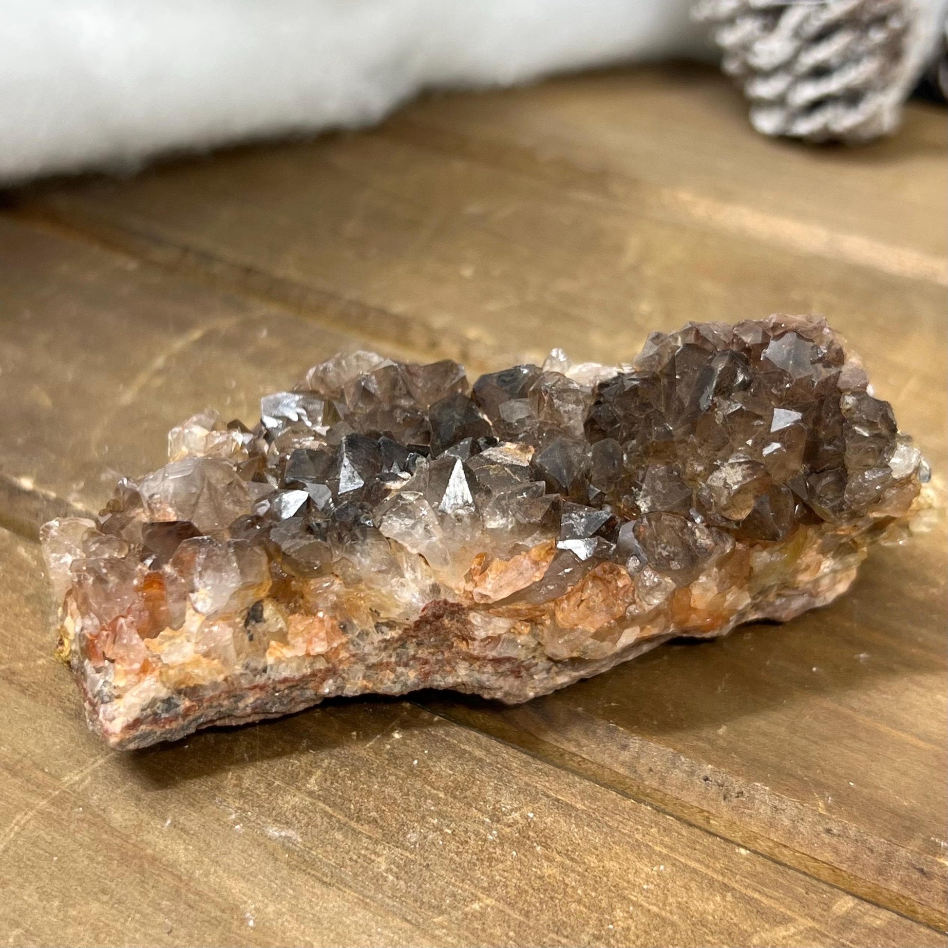 Red Hematoid Smoky Quartz Cluster | Fire Quartz