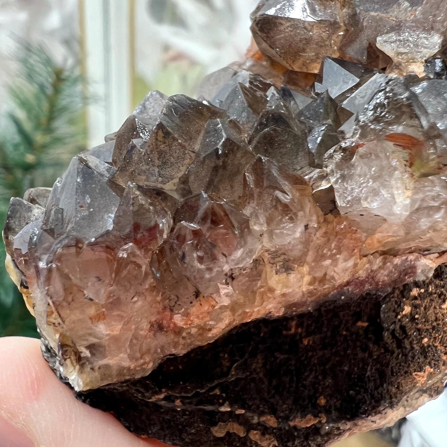 Red Hematoid Smoky Quartz Cluster | Fire Quartz