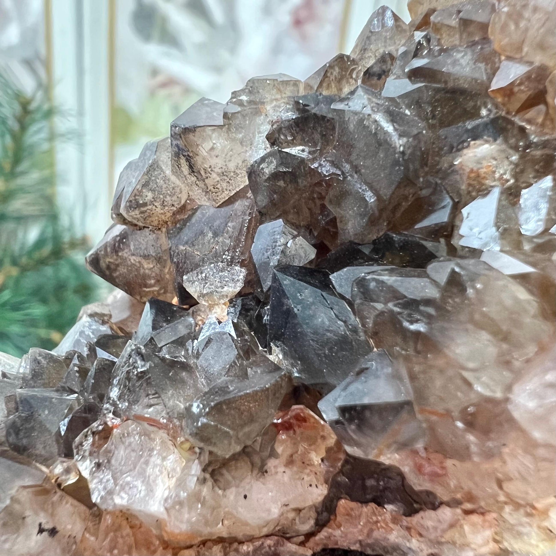 Red Hematoid Smoky Quartz Cluster | Fire Quartz