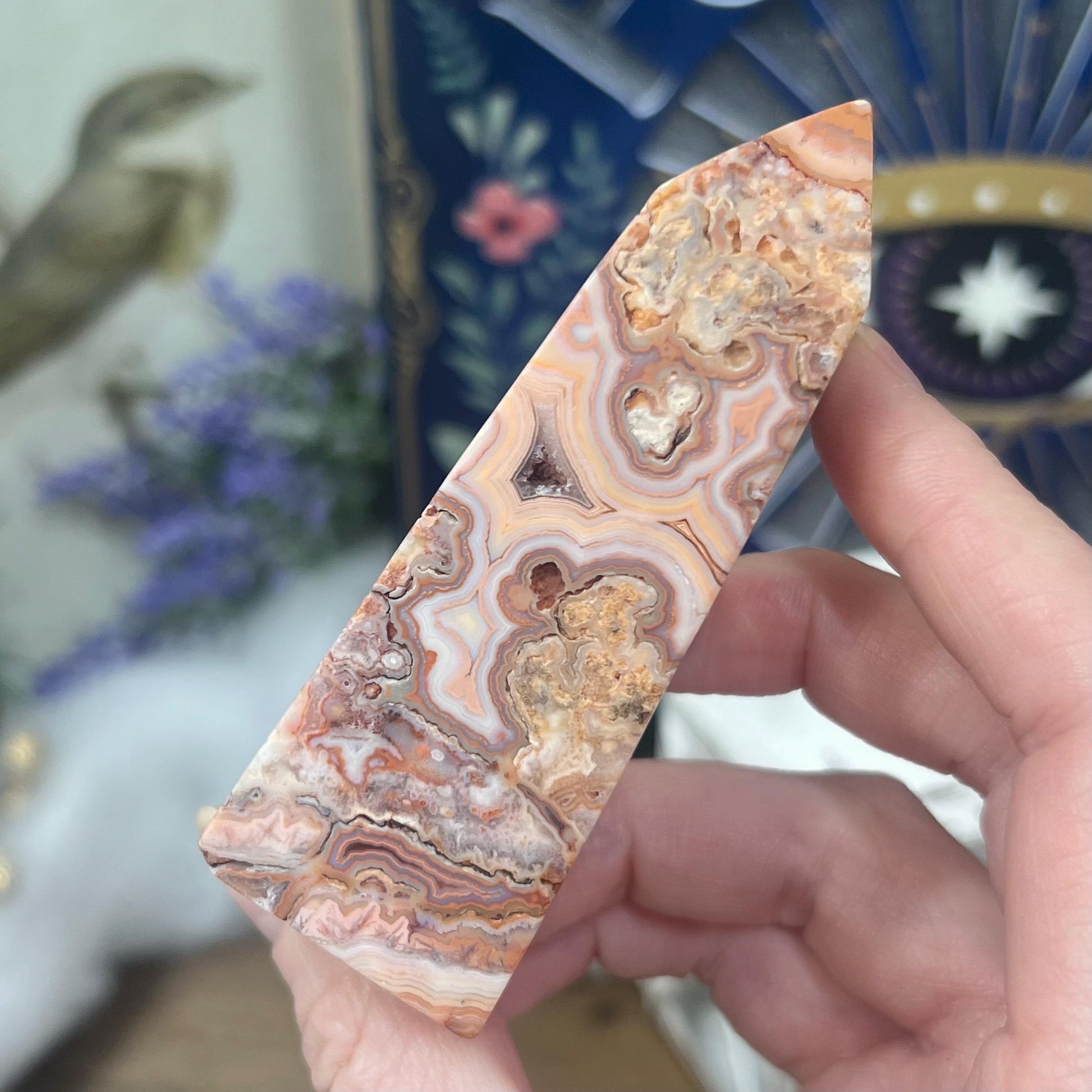 Druzy Pink Lace Agate Tower - IMPERFECT TIP