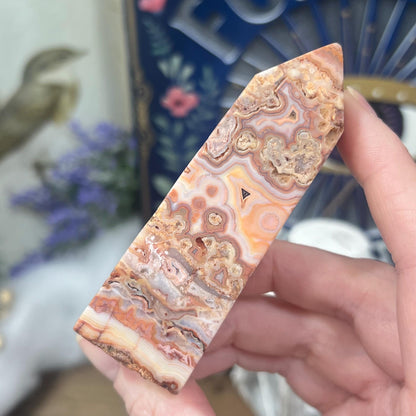 Druzy Pink Lace Agate Tower - IMPERFECT TIP