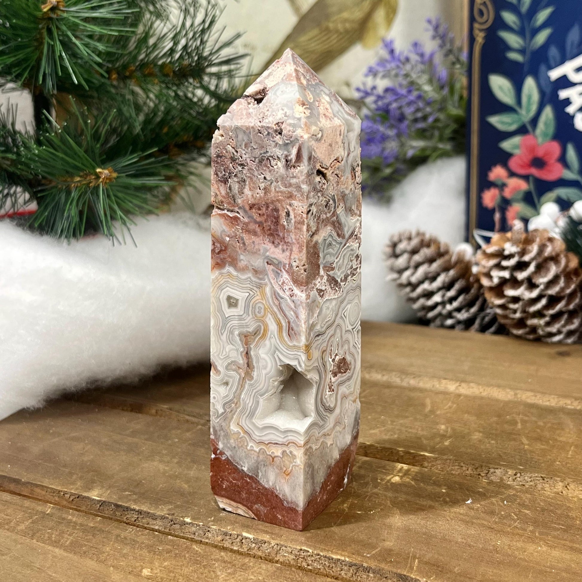 Druzy Mexican Lace Agate Tower