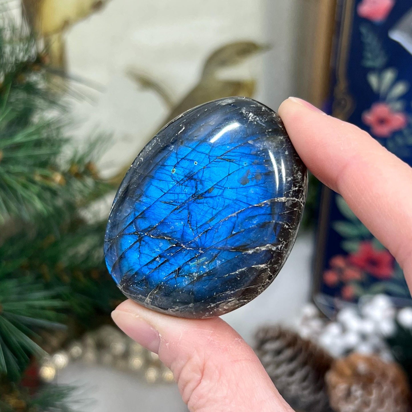 Electric Blue Labradorite Palm | High Quality Lab Palm Stone