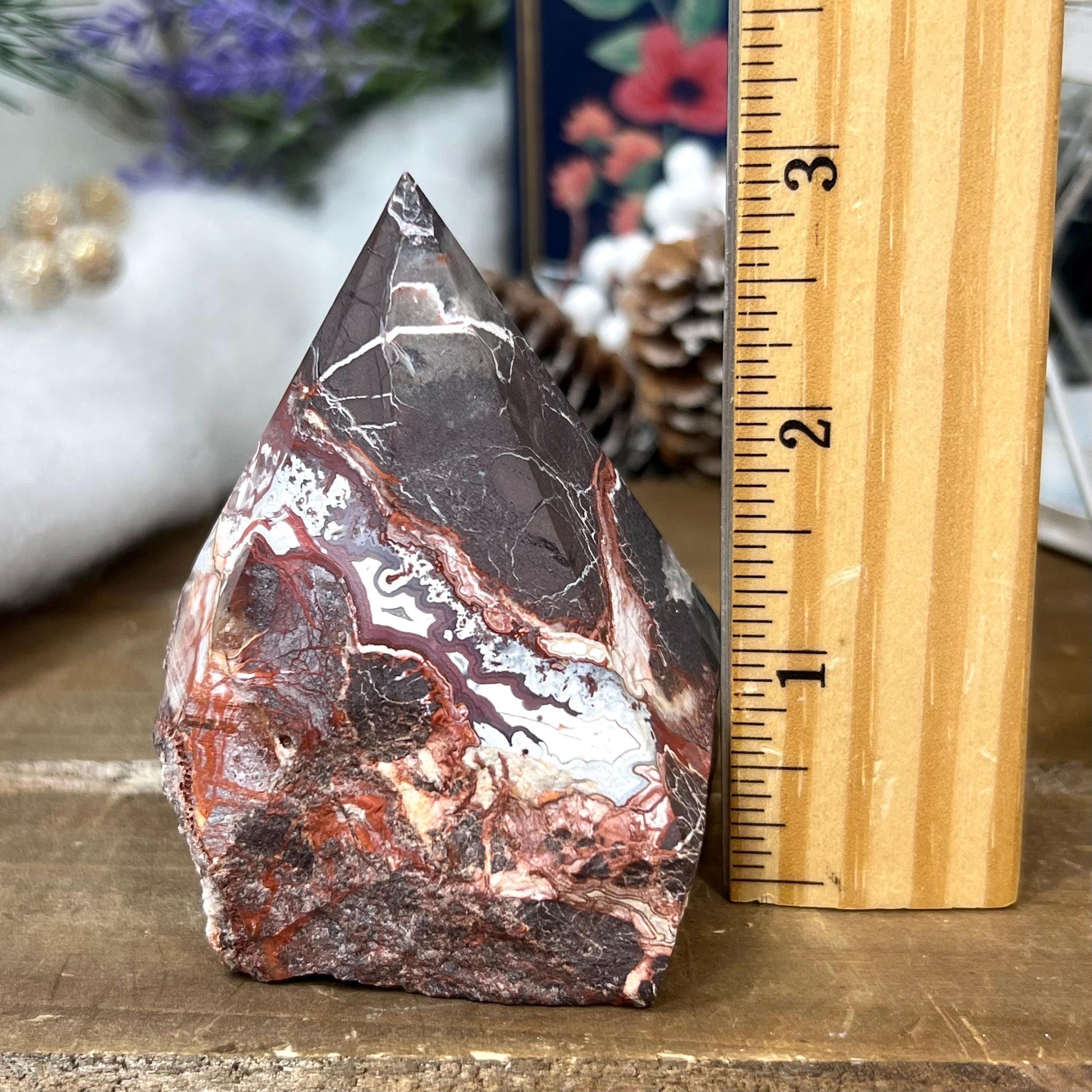 Top Polished Mexican Lace Agate Point | Crazy Lace Agate