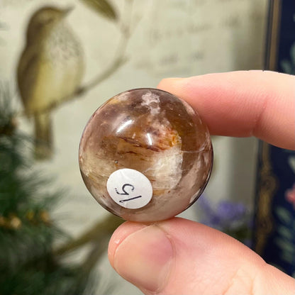 Small Fire Quartz Sphere with Moonstone | White Moonstone