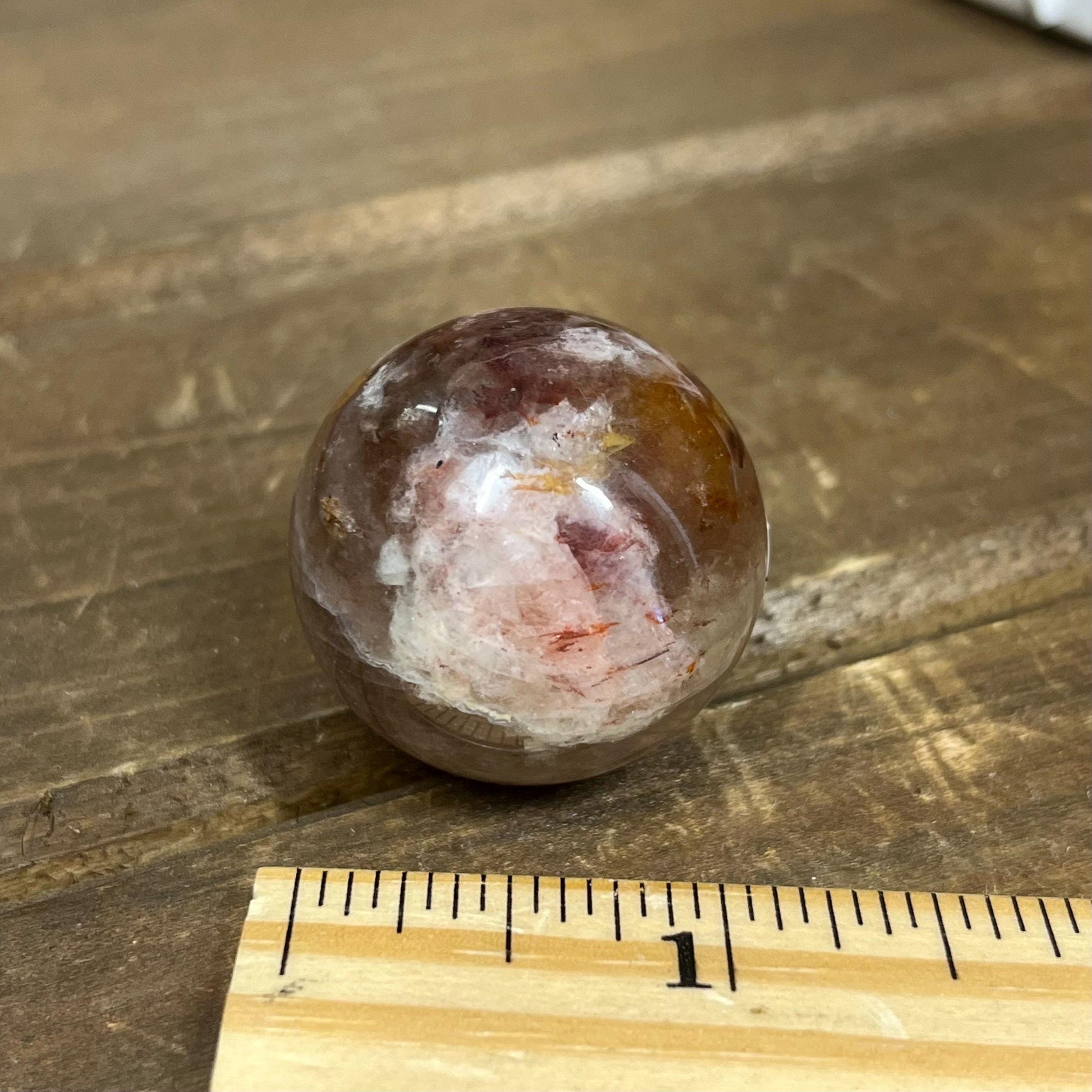 Small Fire Quartz Sphere with Moonstone | White Moonstone