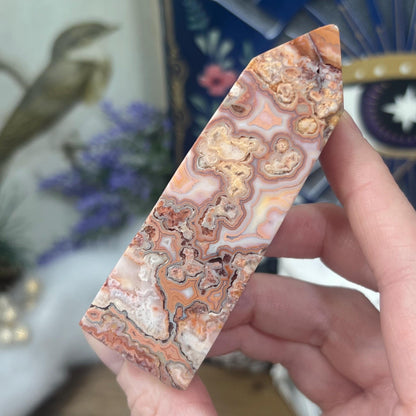 Druzy Pink Lace Agate Tower - IMPERFECT TIP