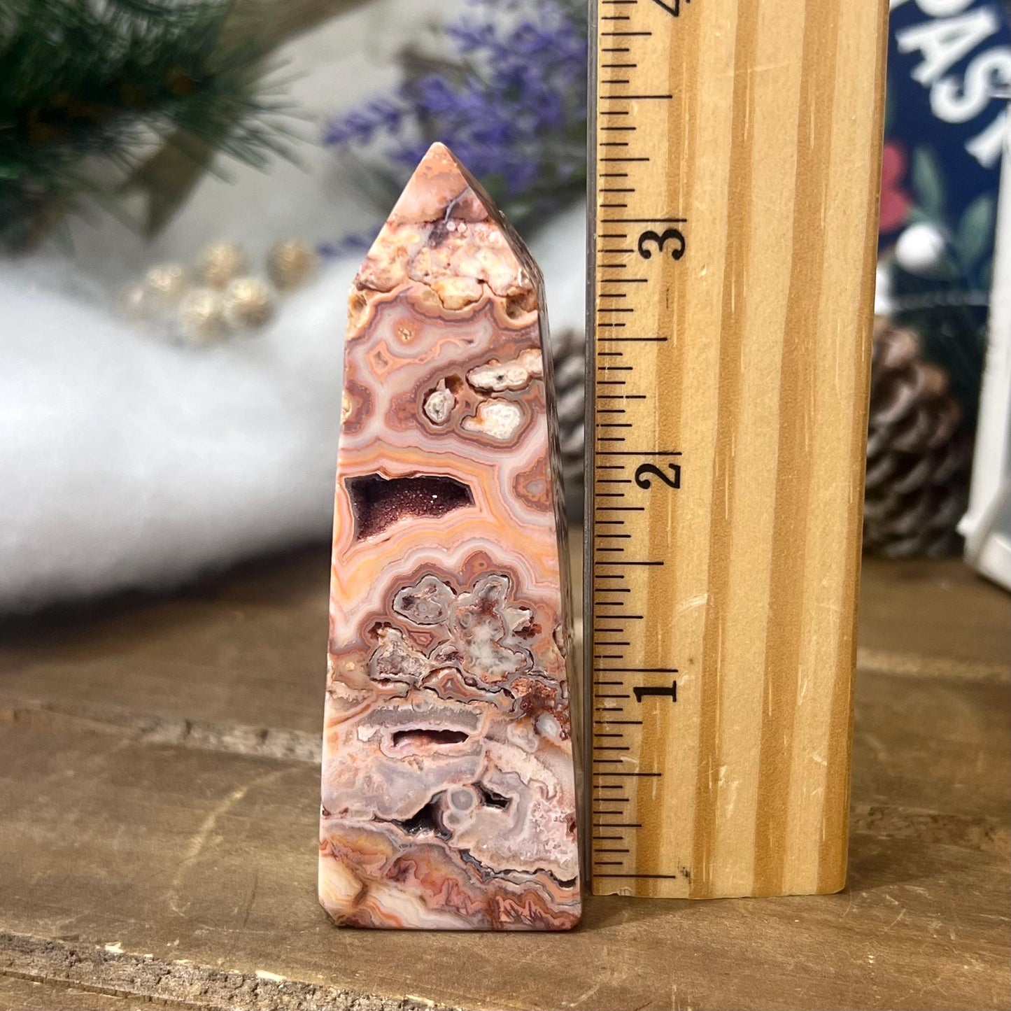 Druzy Pink Lace Agate Tower - IMPERFECT TIP