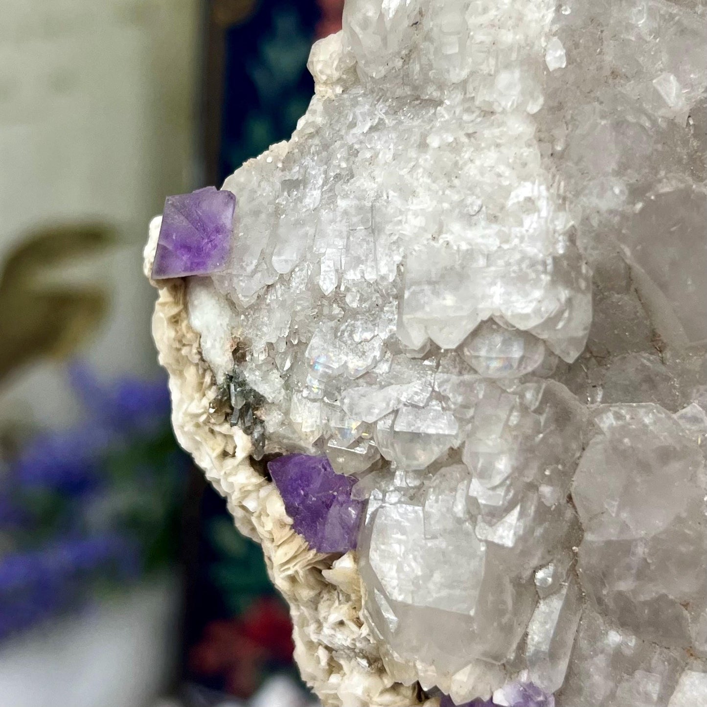 Rare Fluorite on Quartz from Mt. Antero, Chaffee County, Colorado | Octahedral Fluorite | Elestial Quartz