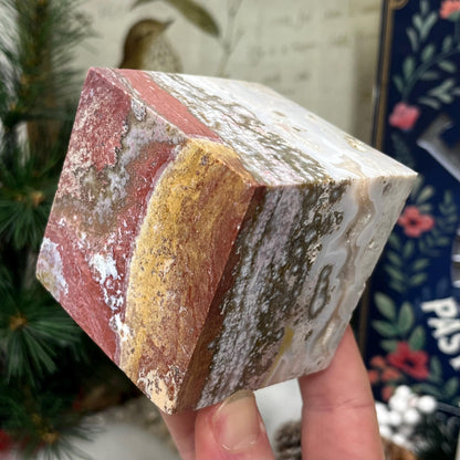 Sea Jasper Standing Cube | Crystal Cube