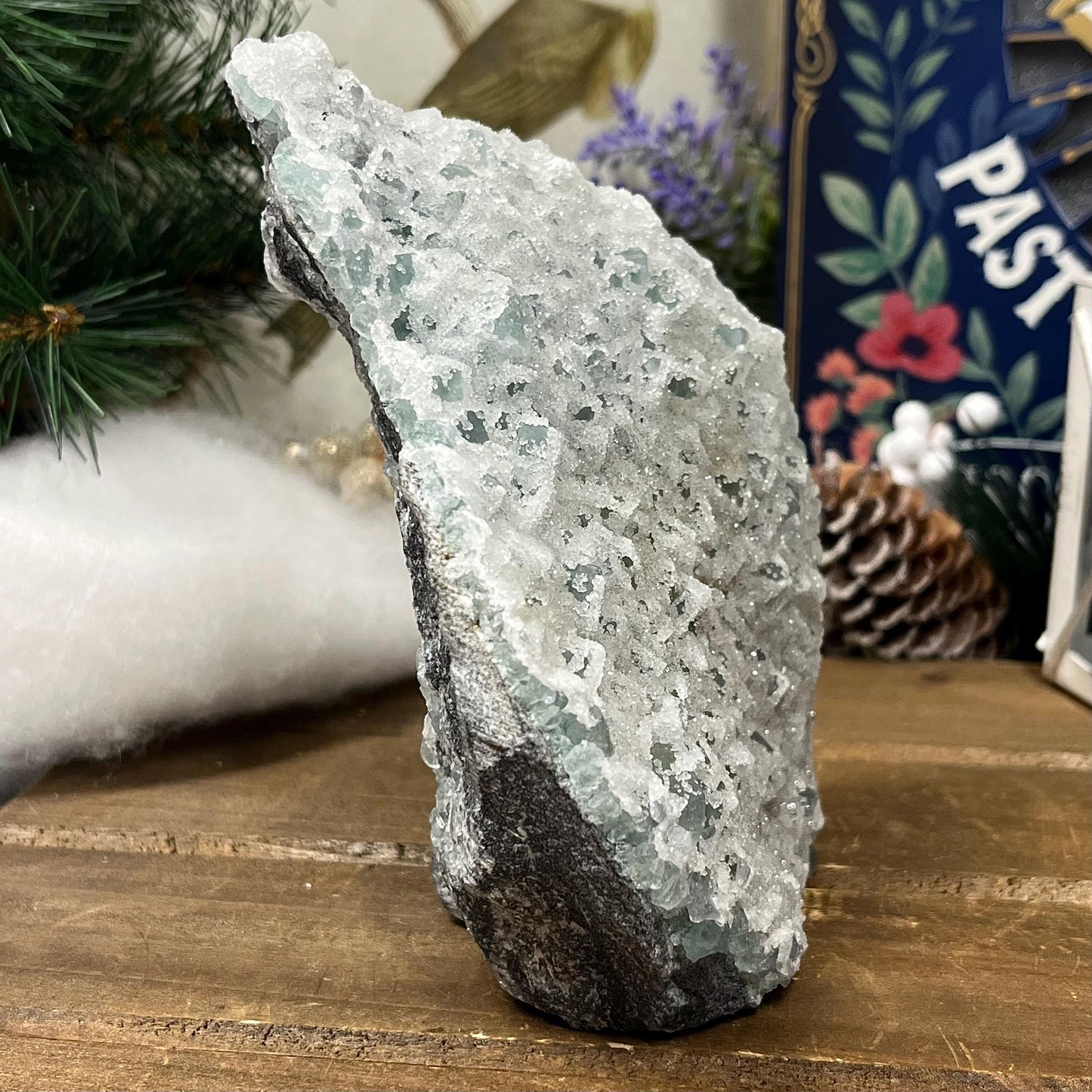 Large Druzy Quartz Fluorite Specimen | Sugar Fluorite | Sugar Druzy | Light Green Fluorite Specimen