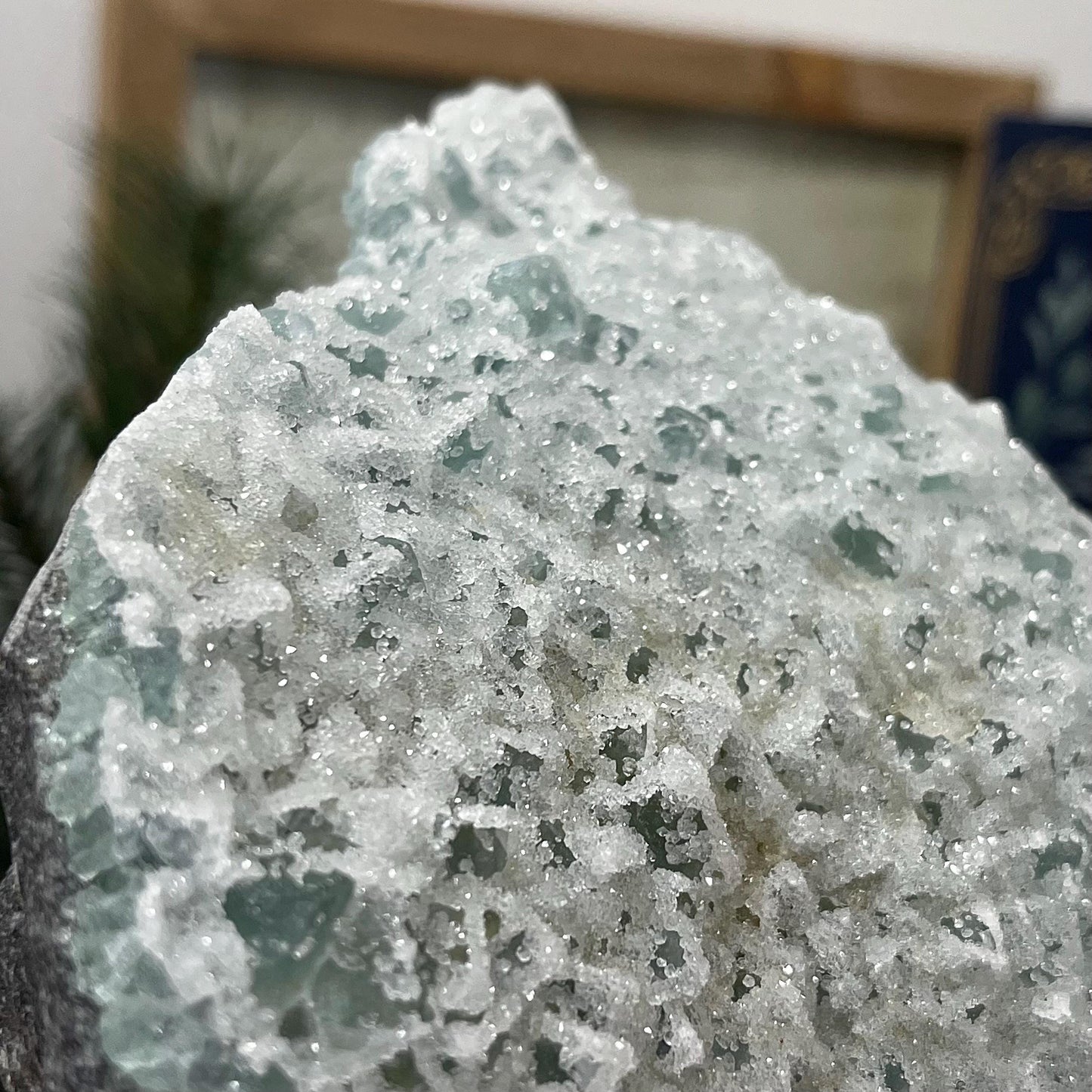 Large Druzy Quartz Fluorite Specimen | Sugar Fluorite | Sugar Druzy | Light Green Fluorite Specimen