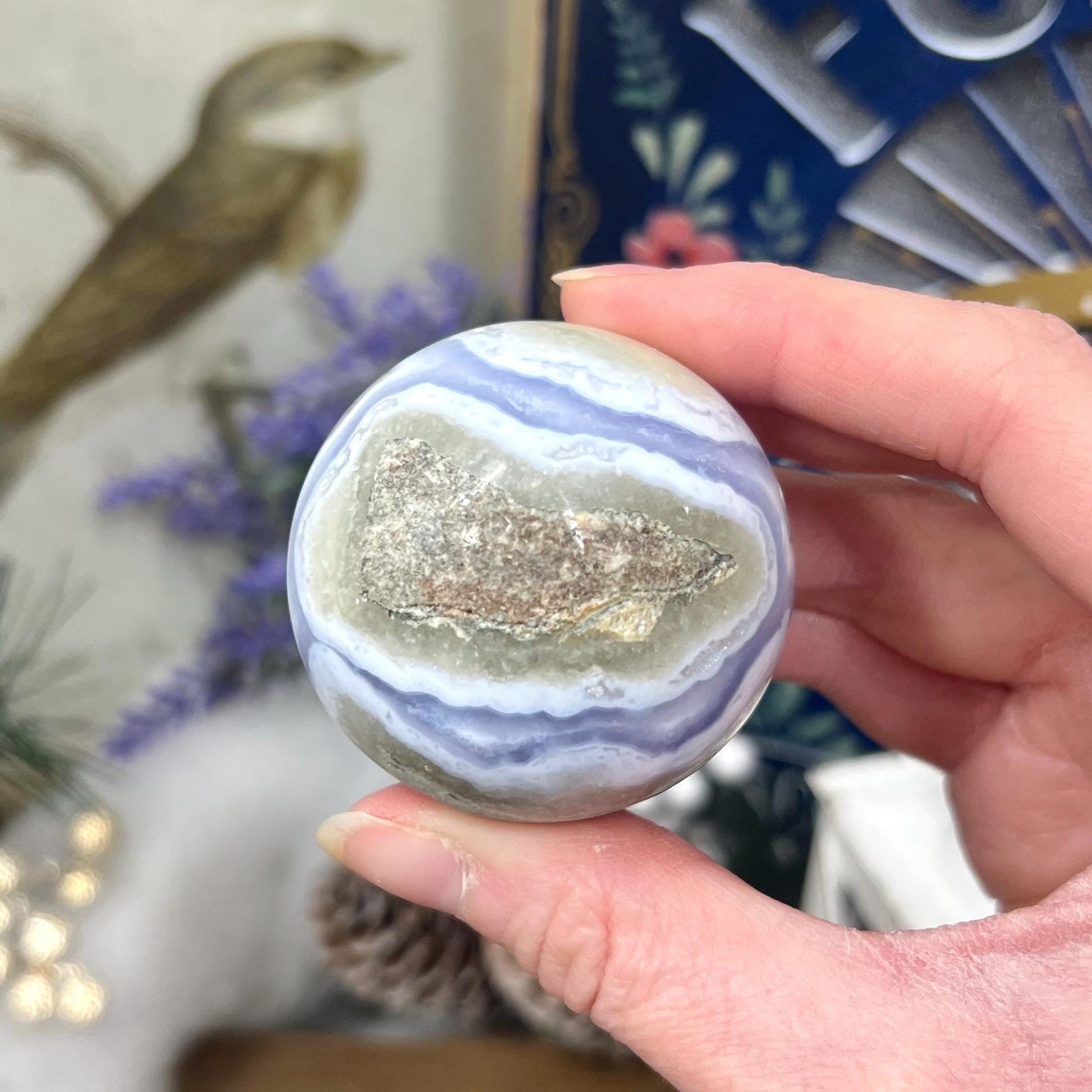 High Quality Druzy Blue Lace Agate Sphere