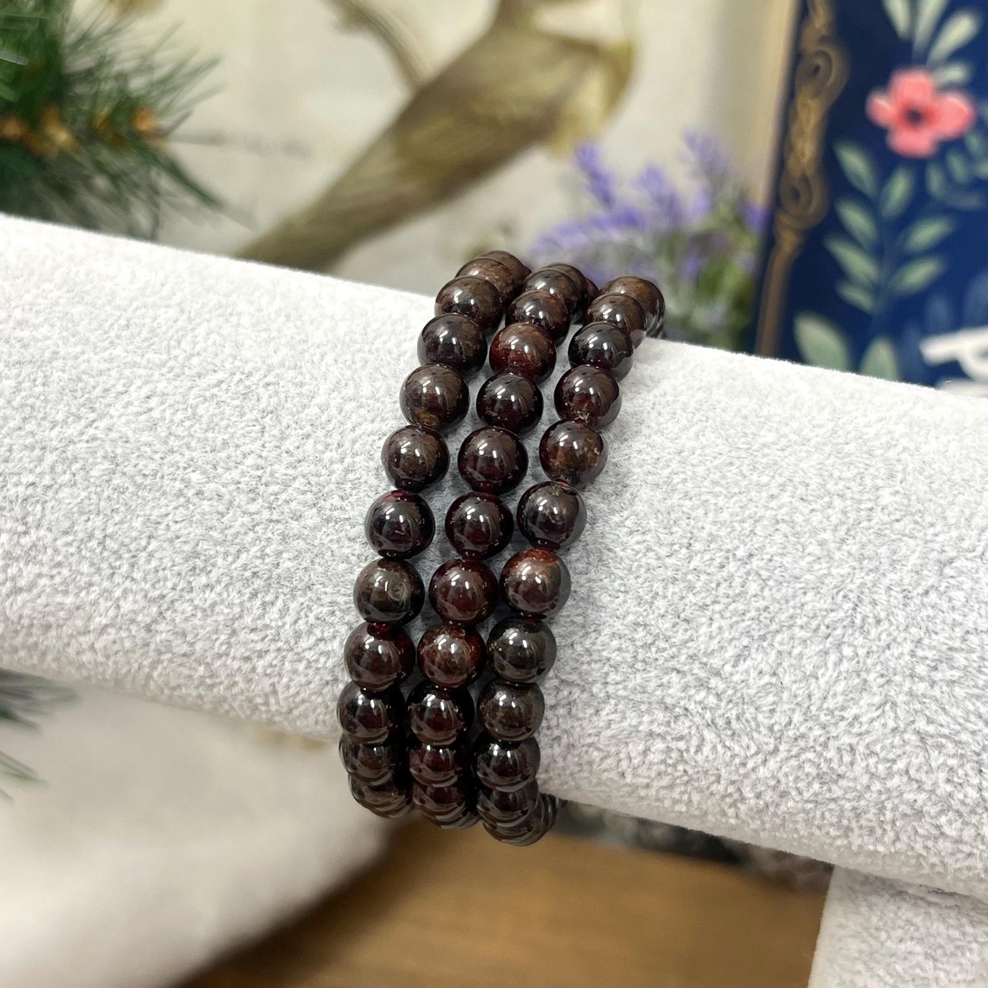 Dark Red Garnet Bracelet | Crystal Stretch Bracelet