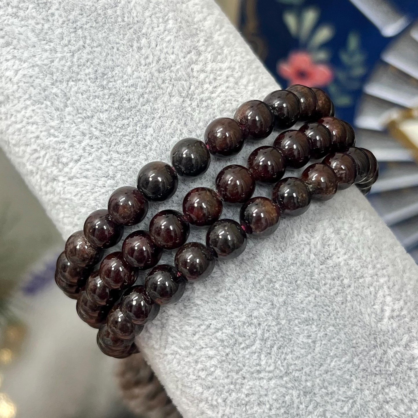 Dark Red Garnet Bracelet | Crystal Stretch Bracelet