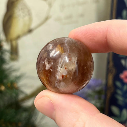 Small Fire Quartz Sphere with Moonstone | White Moonstone