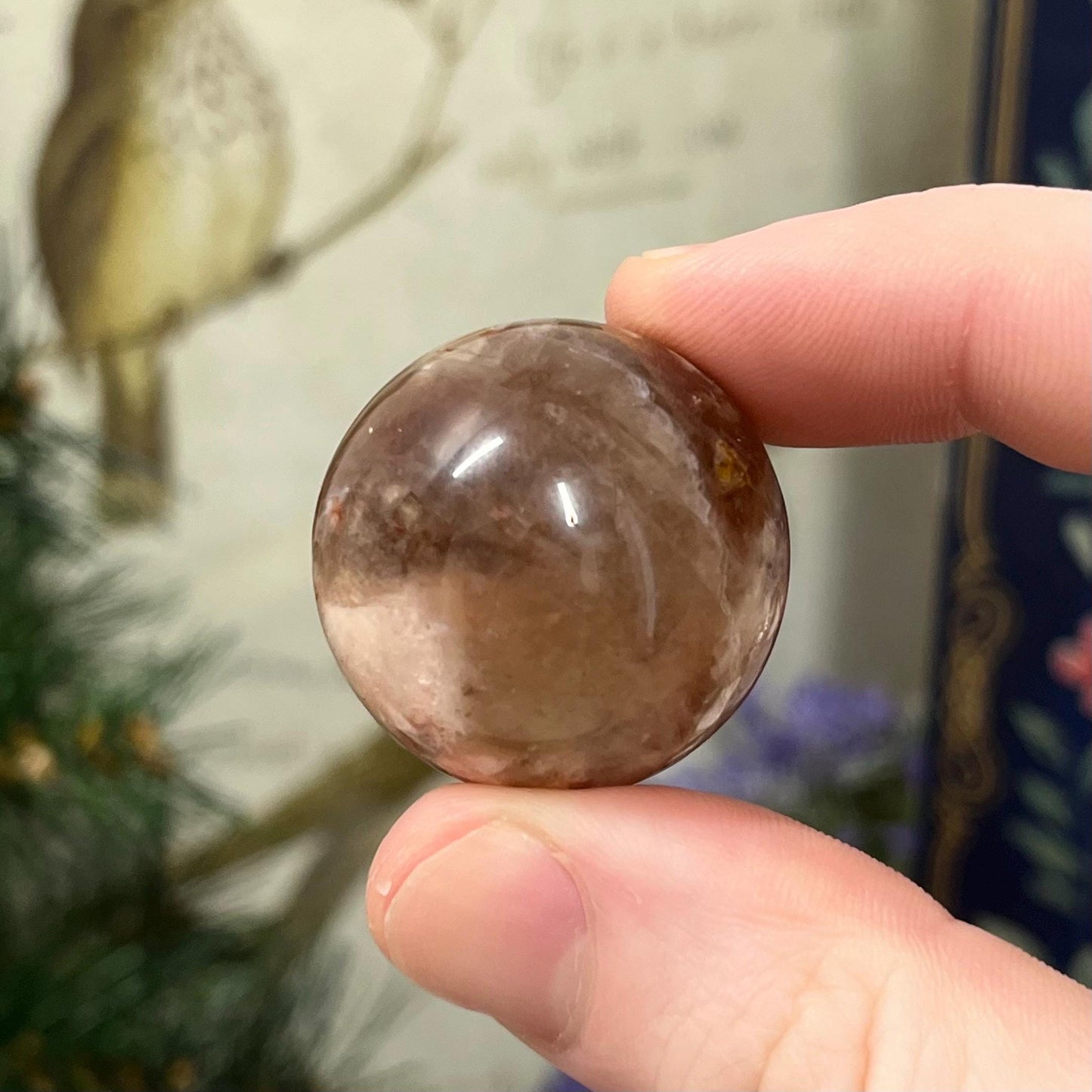 Small Fire Quartz Sphere with Moonstone | White Moonstone