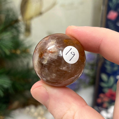 Small Fire Quartz Sphere with Moonstone | White Moonstone