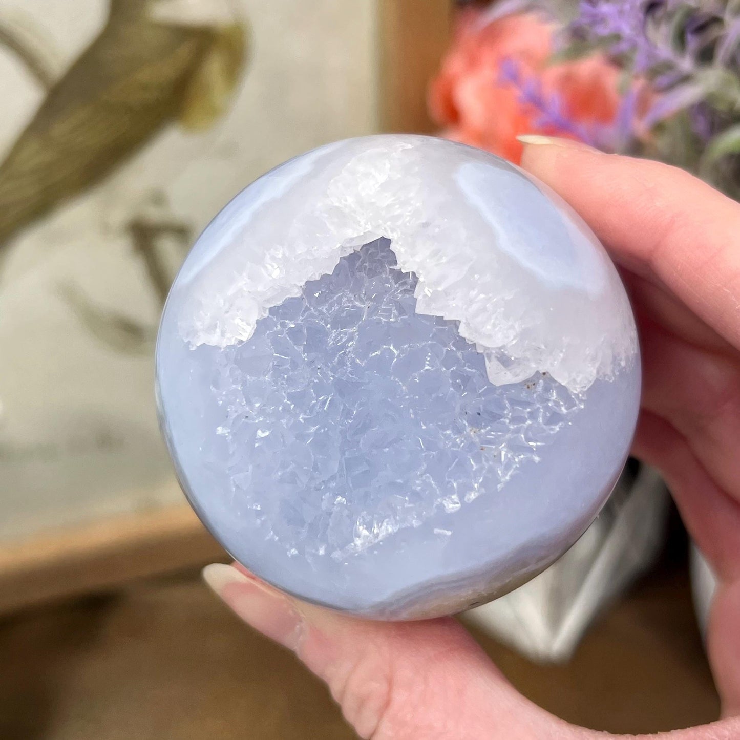 Druzy Blue Lace Agate Sphere | Blue Chalcedony