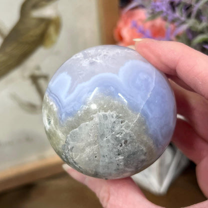 Druzy Blue Lace Agate Sphere | Blue Chalcedony