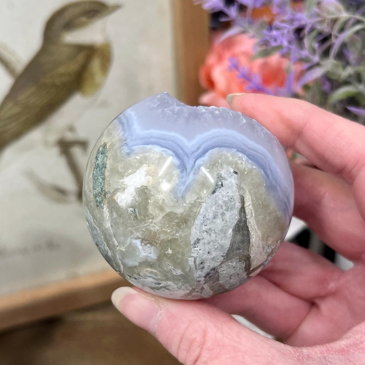 Druzy Blue Lace Agate Sphere | Blue Chalcedony