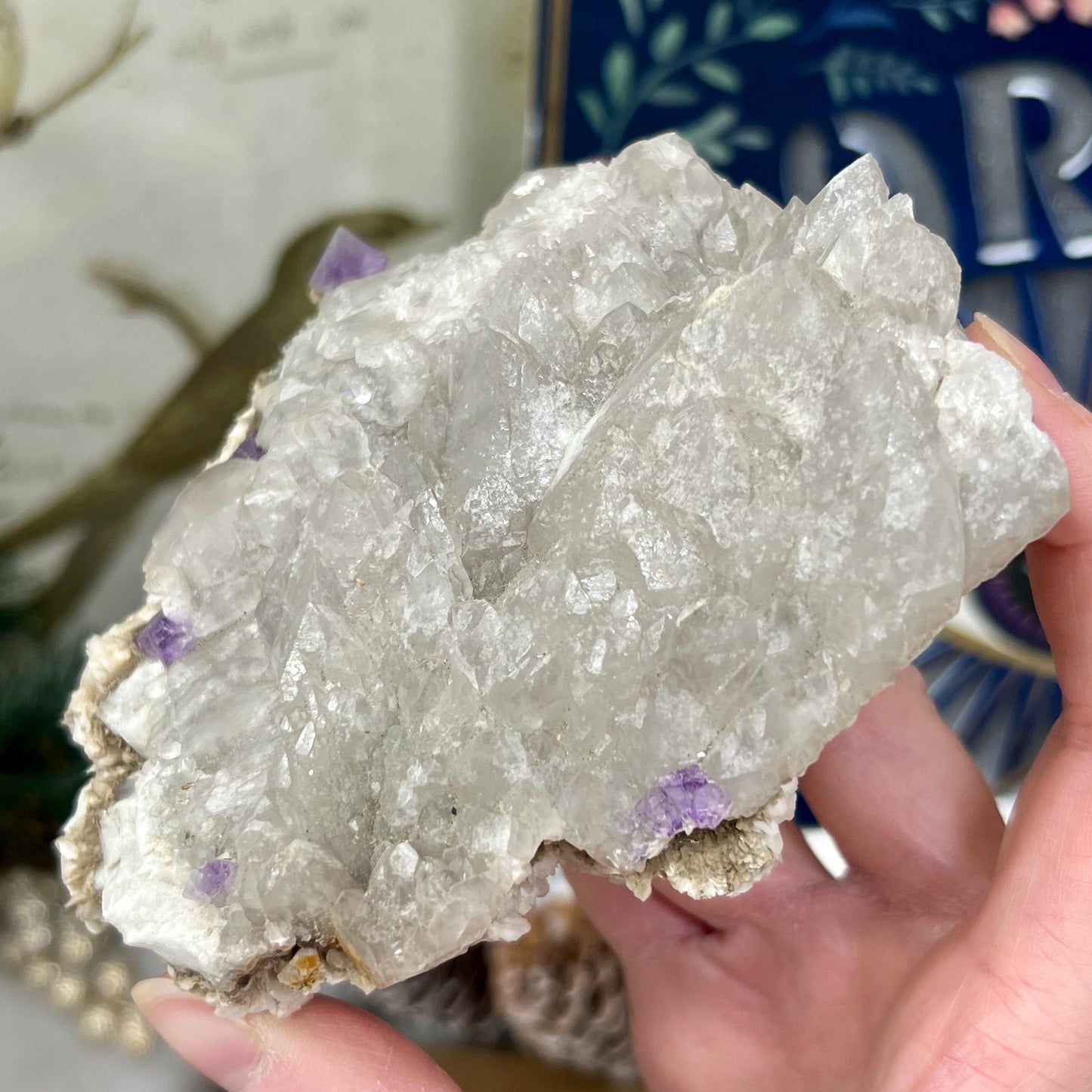 Rare Fluorite on Quartz from Mt. Antero, Chaffee County, Colorado | Octahedral Fluorite | Elestial Quartz