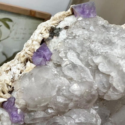 Rare Fluorite on Quartz from Mt. Antero, Chaffee County, Colorado | Octahedral Fluorite | Elestial Quartz