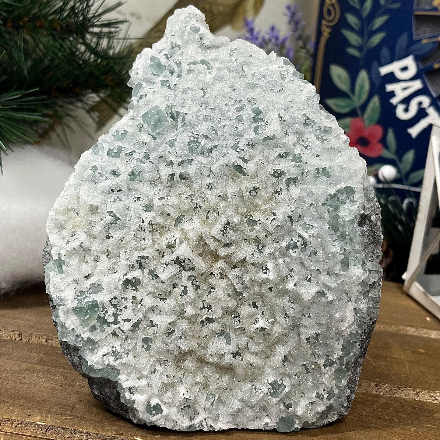 Large Druzy Quartz Fluorite Specimen | Sugar Fluorite | Sugar Druzy | Light Green Fluorite Specimen