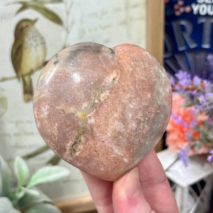 Pink Panther Calcite Heart | Peach Calcite | Puffy Crystal Heart