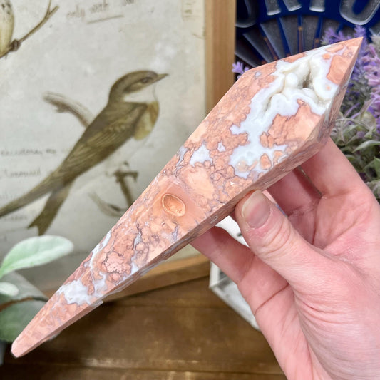 Large Cotton Candy Agate Wand from Mexico | Pink Agate | Druzy Agate