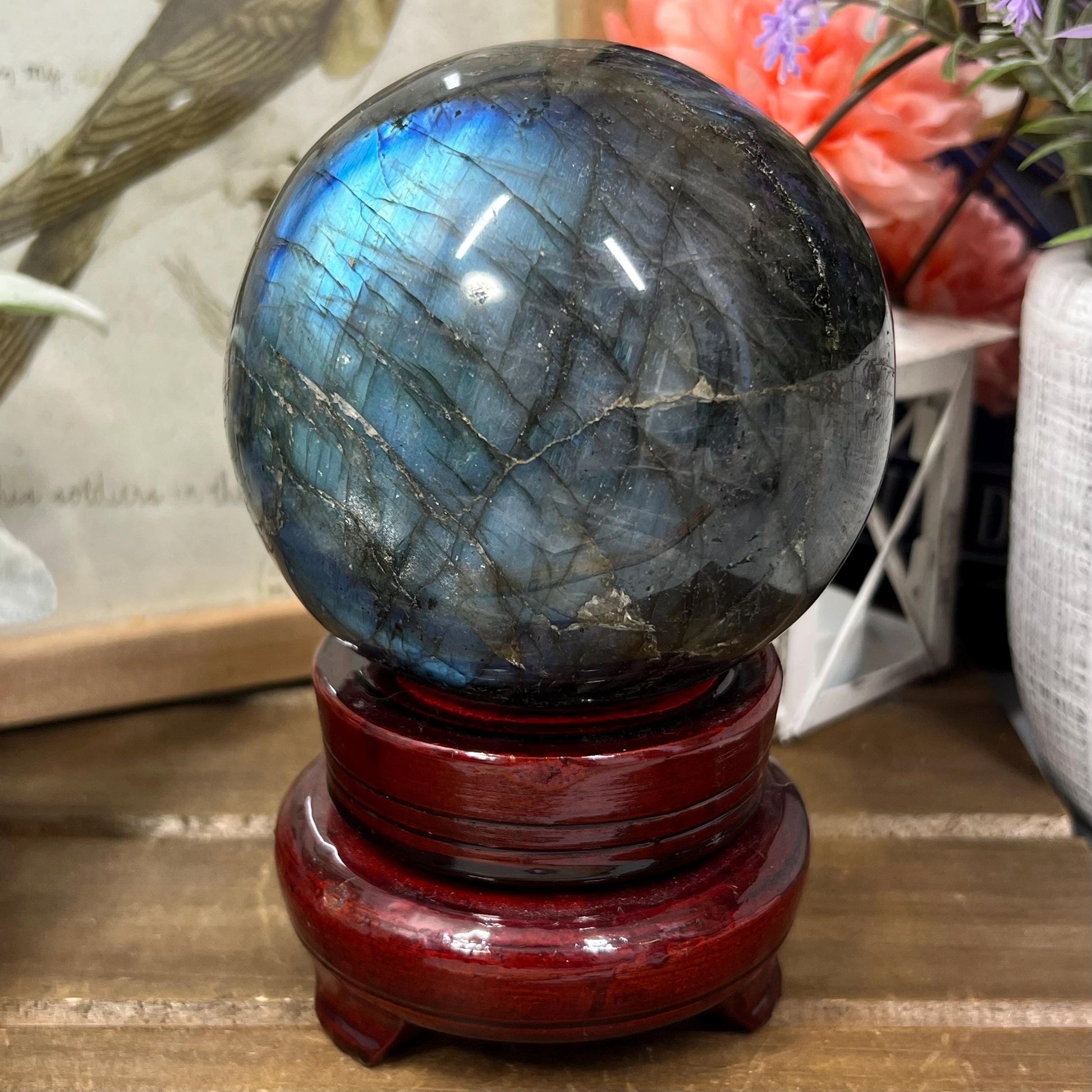 Large Blue Labradorite Sphere | Electric Blue Labradorite | Light Blue Lab | Huge Lab Sphere