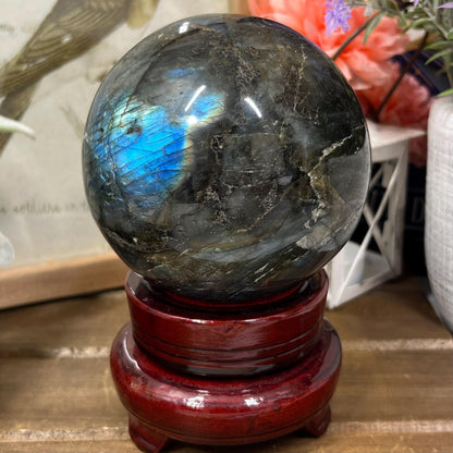 Large Blue Labradorite Sphere | Electric Blue Labradorite | Light Blue Lab | Huge Lab Sphere