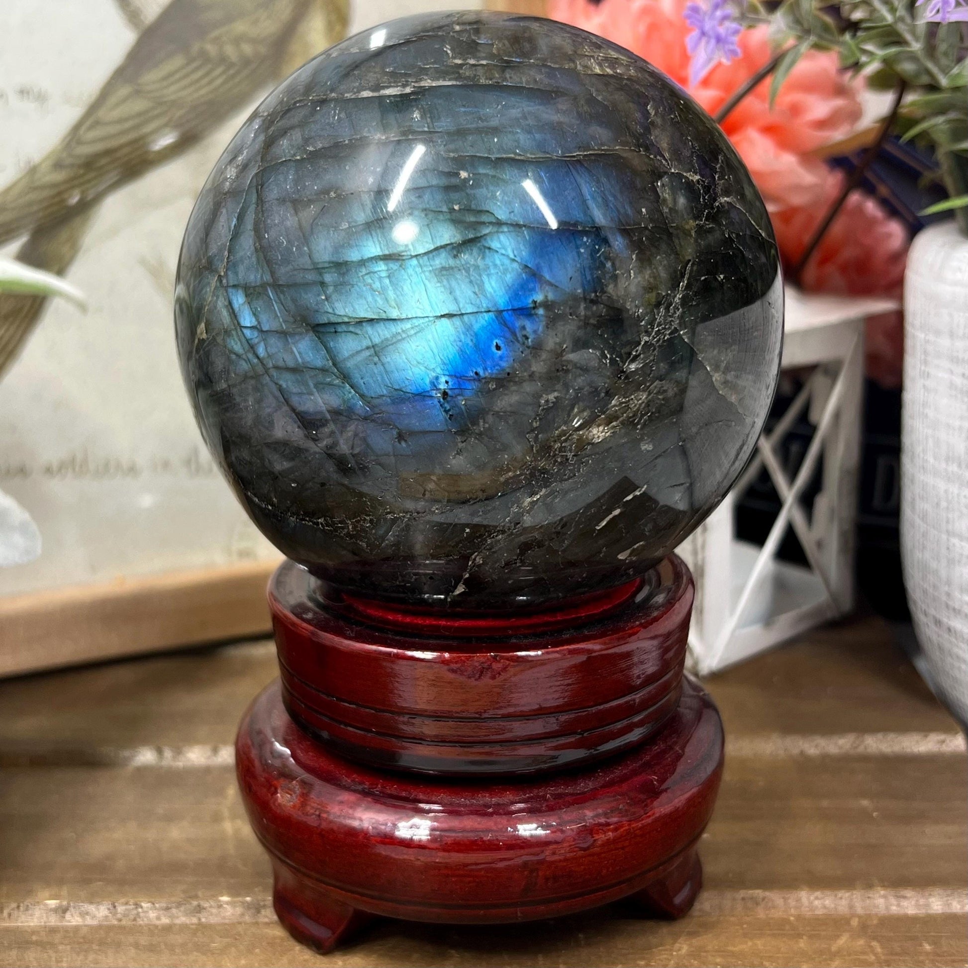 Large Blue Labradorite Sphere | Electric Blue Labradorite | Light Blue Lab | Huge Lab Sphere