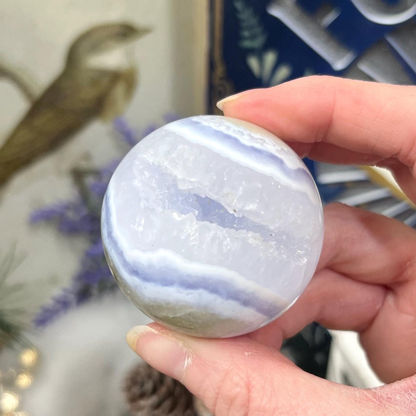 High Quality Druzy Blue Lace Agate Sphere