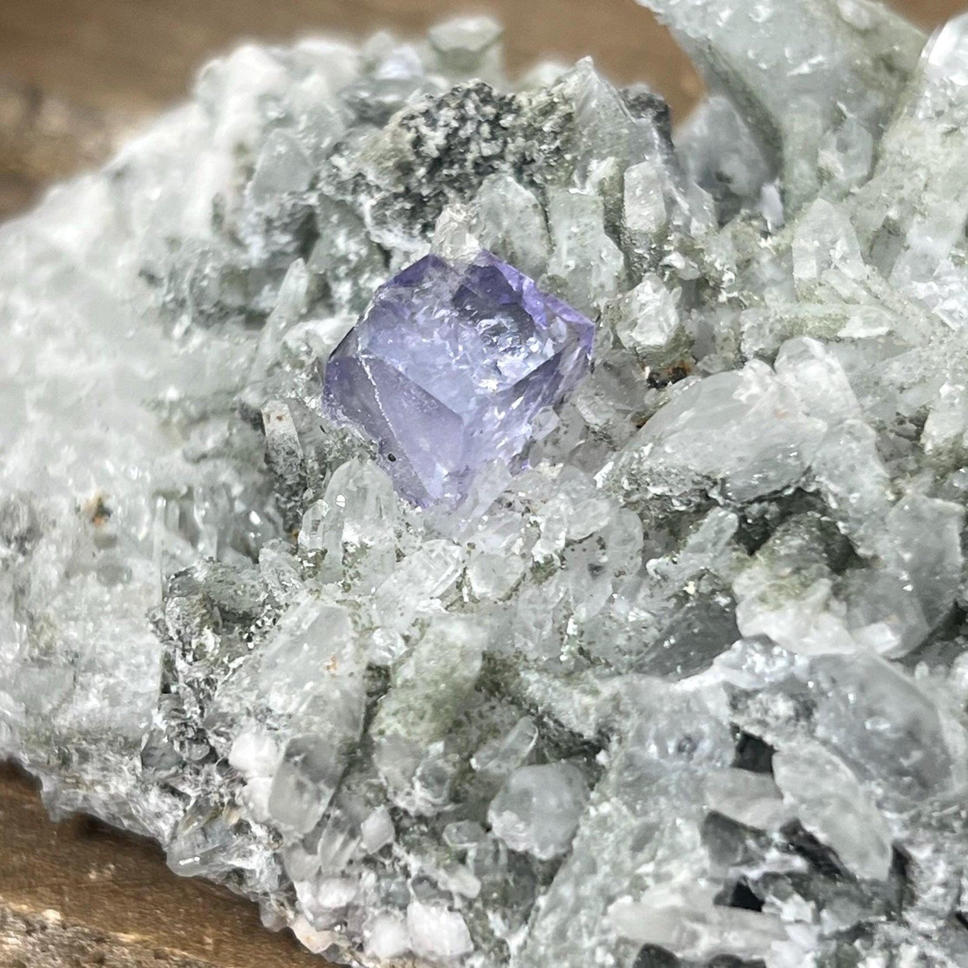 Purple Yaogangxian Fluorite on Needle Quartz Specimen | Yaogangxian Mineral Specimen