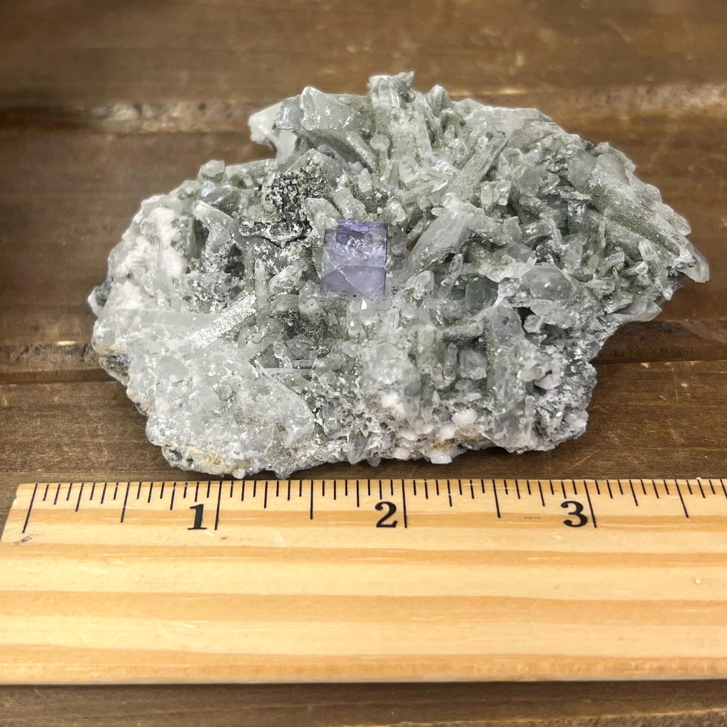 Purple Yaogangxian Fluorite on Needle Quartz Specimen | Yaogangxian Mineral Specimen