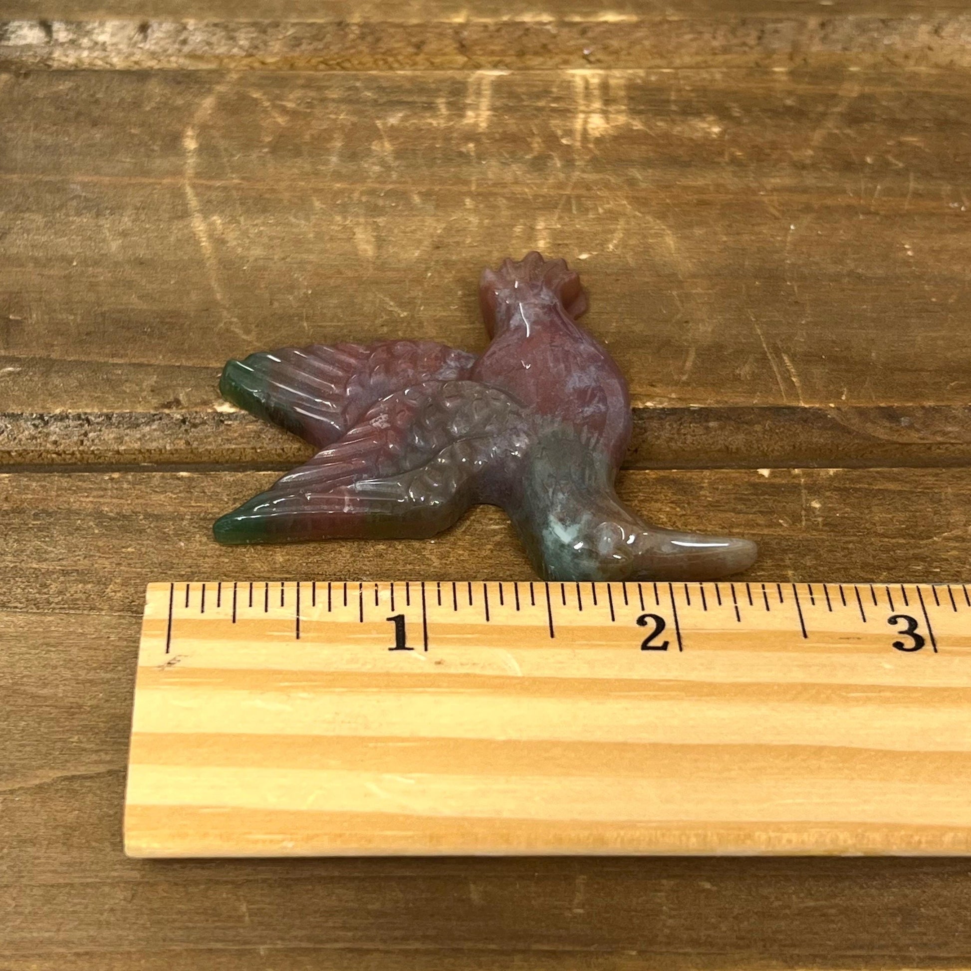 Colorful Sea Jasper Hummingbird | Crystal Bird Carving