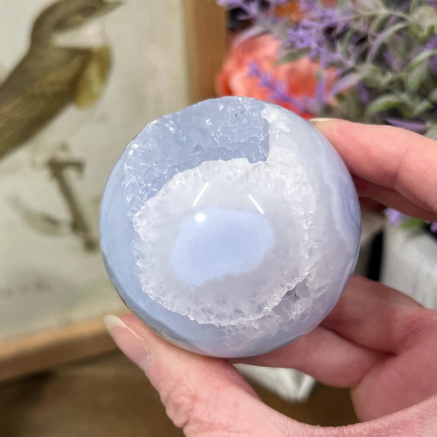 Druzy Blue Lace Agate Sphere | Blue Chalcedony