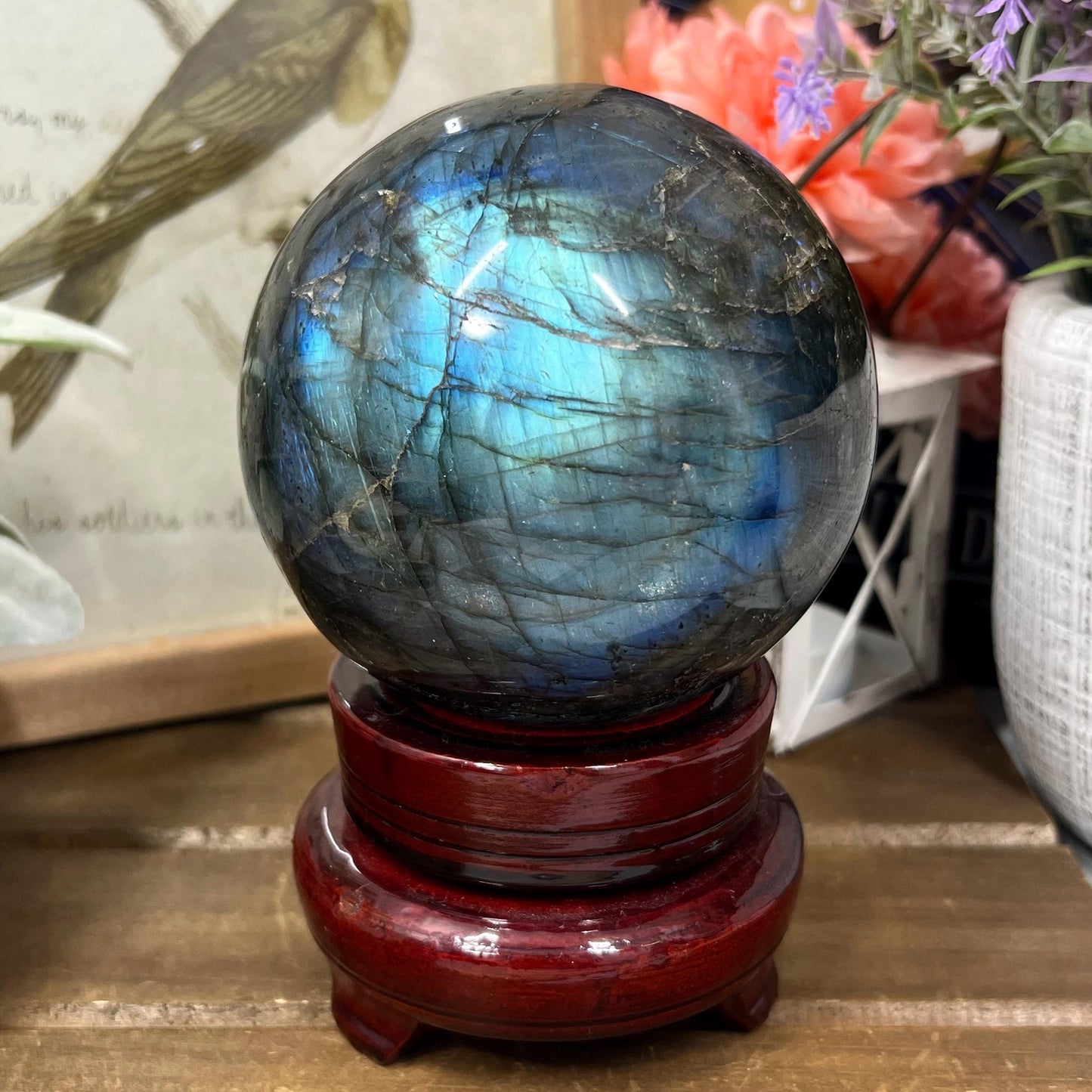 Large Blue Labradorite Sphere | Electric Blue Labradorite | Light Blue Lab | Huge Lab Sphere