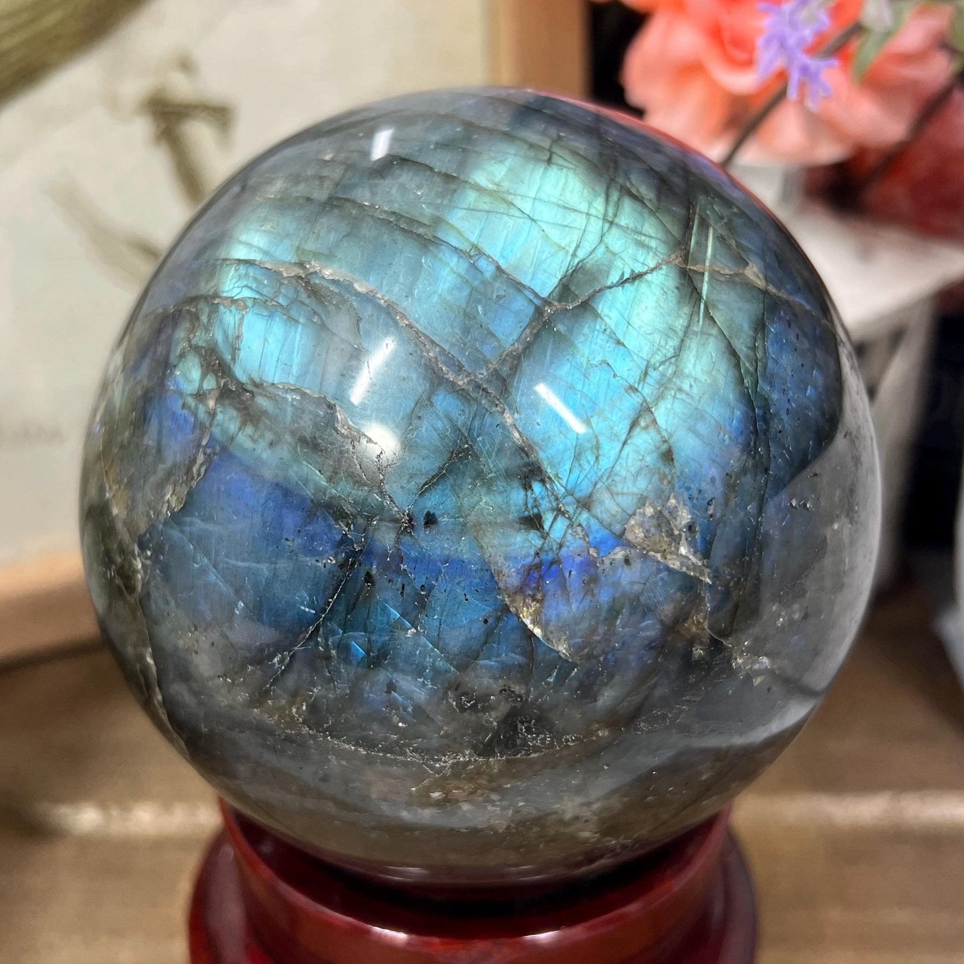 Large Blue Labradorite Sphere | Electric Blue Labradorite | Light Blue Lab | Huge Lab Sphere