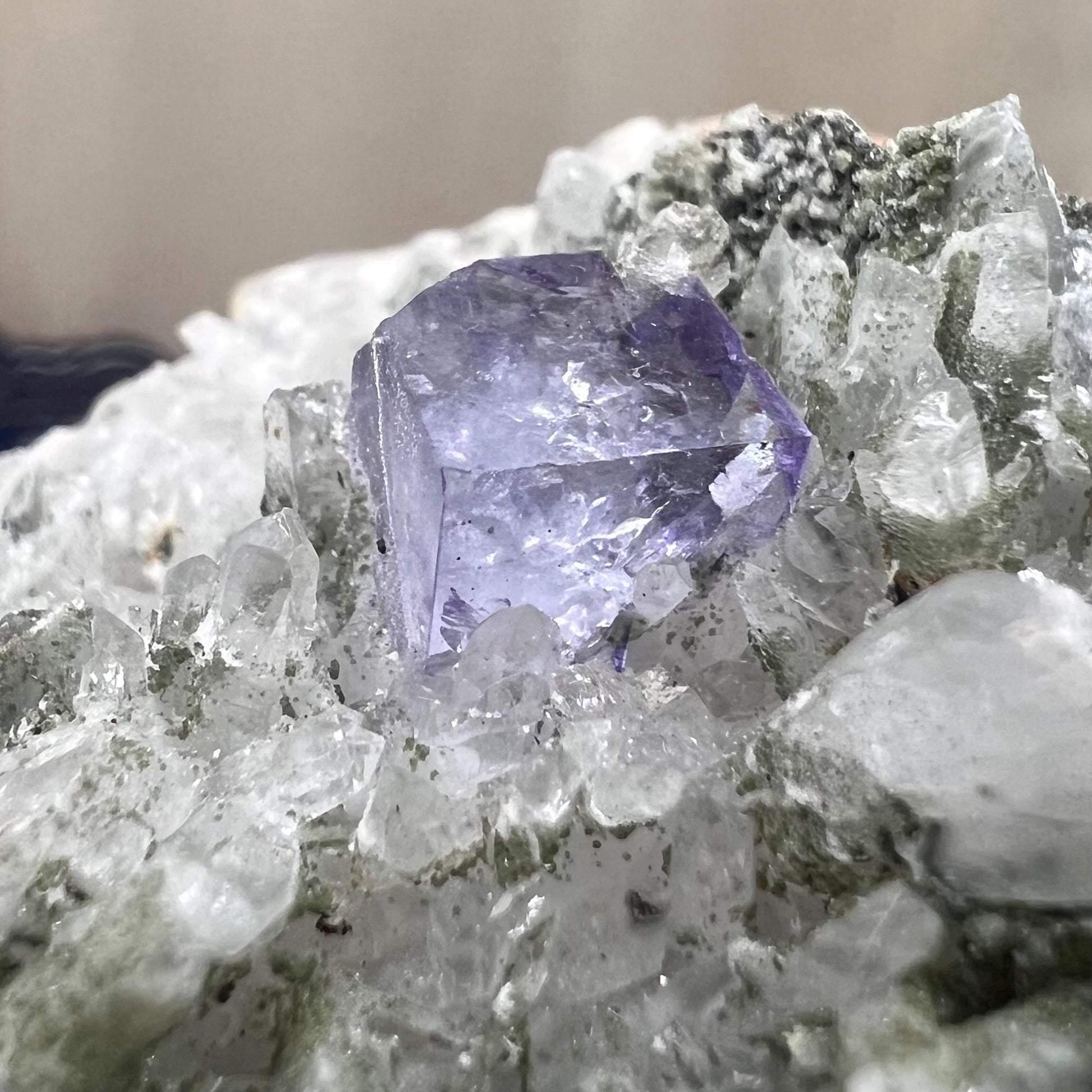 Purple Yaogangxian Fluorite on Needle Quartz Specimen | Yaogangxian Mineral Specimen