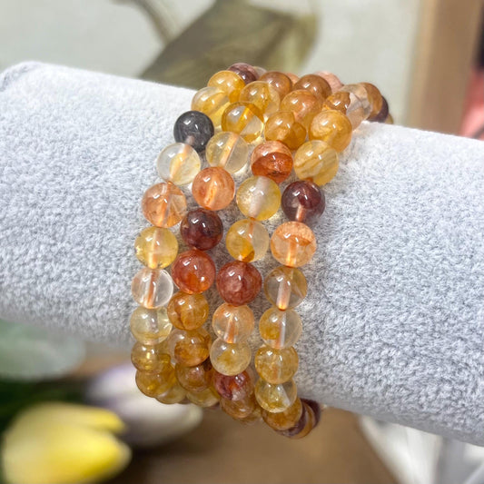 High Quality Fire Quartz and Golden Healer Crystal Bracelet | Golden Healer Quartz | Fire Quartz Bracelet | 7mm Crystal Bracelet