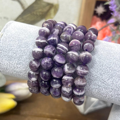 Dream Amethyst Bracelet | Chevron Amethyst | Crystal Bead Bracelet | 10mm Crystal Bracelet