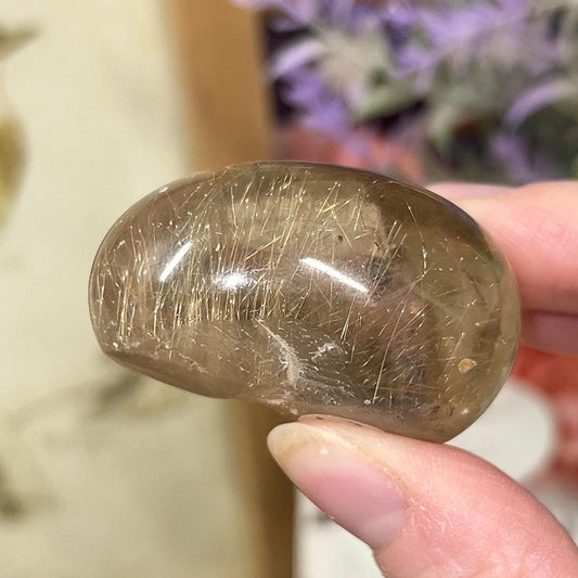 Golden Rutile Quartz Lens | Gold Rutile