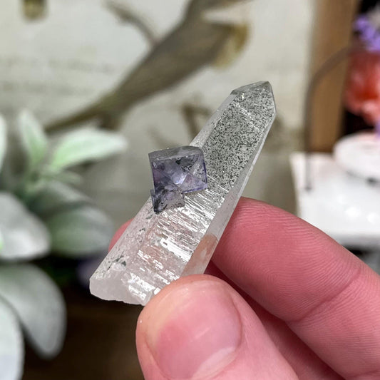 Purple Yaogangxian Fluorite on Quartz Point | Yaogangxian Mineral Specimen