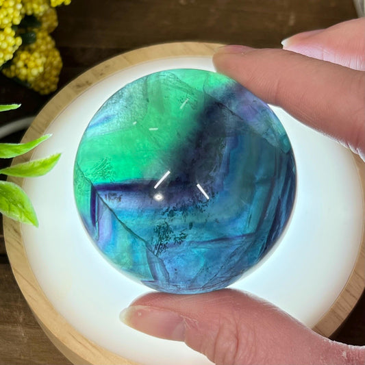 Rainbow Fluorite Sphere | Blue Fluorite | Purple Fluorite | Banded Fluorite