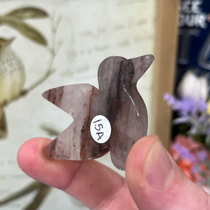 Cute Fire Quartz Hummingbird | Crystal Bird Carving | Red Hematoid Quartz